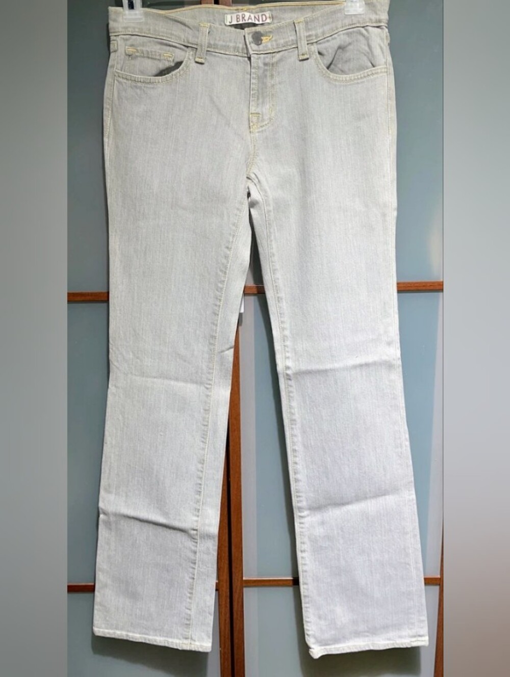J Brand Light Gray Straight-Leg Jeans